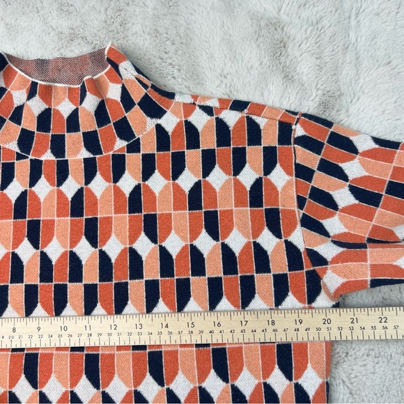 Anthropologie Maeve Carys Mock Neck Sweater Orange Geometric Size XS - Picture 5 of 9